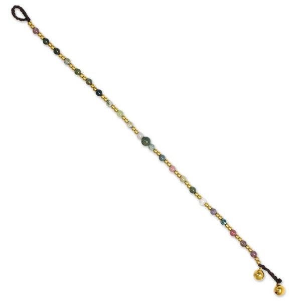 Alternate image for Colorful Agate and Brass Handcrafted Anklet Cheerful Walk