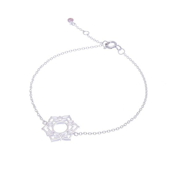 Alternate image for Sterling Silver Pendant Bracelet with Pink Cubic Zirconia Pink Chakra Crown