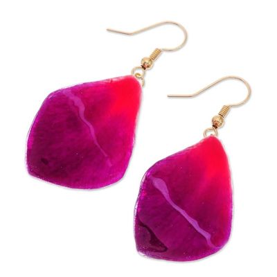 Alternate image for Natural Orchid Flower Dangle Earrings in Magenta Petal Rain