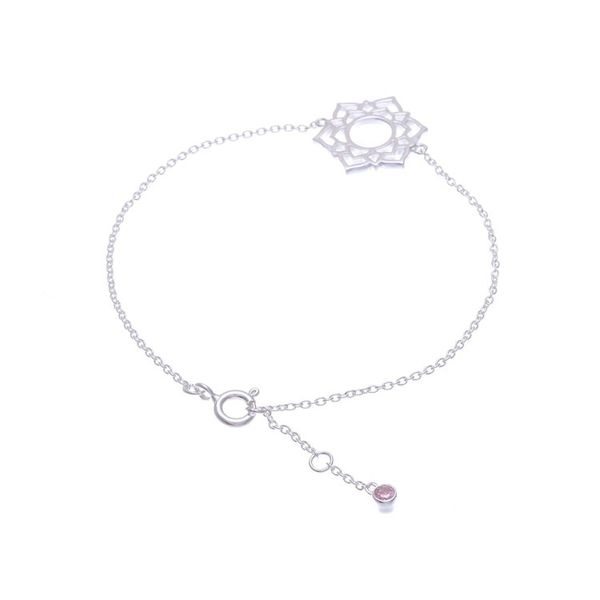 Alternate image for Sterling Silver Pendant Bracelet with Pink Cubic Zirconia Pink Chakra Crown