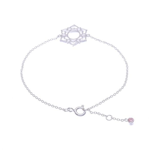 Alternate image for Sterling Silver Pendant Bracelet with Pink Cubic Zirconia Pink Chakra Crown