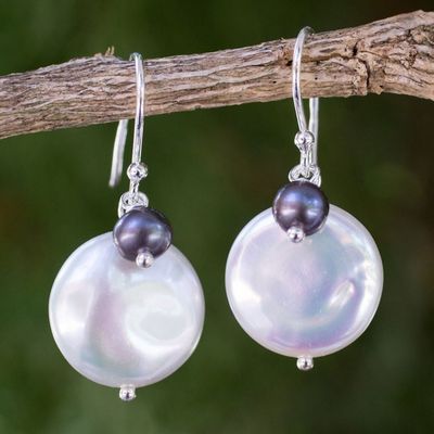 Alternate image for Thai White and Gray Cultured Pearl Dangle Earrings Pearly Moons
