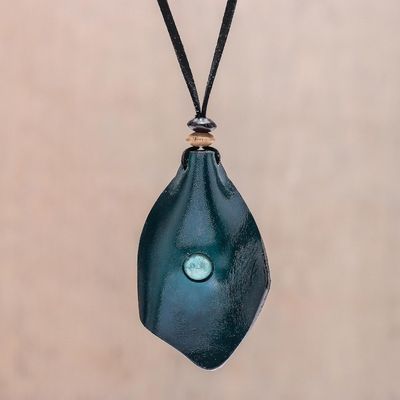 Alternate image for Mens Howlite and Leather Pendant Necklace in Blue Thai Cowboy in Blue