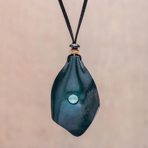 Alternate image for Mens Howlite and Leather Pendant Necklace in Blue Thai Cowboy in Blue