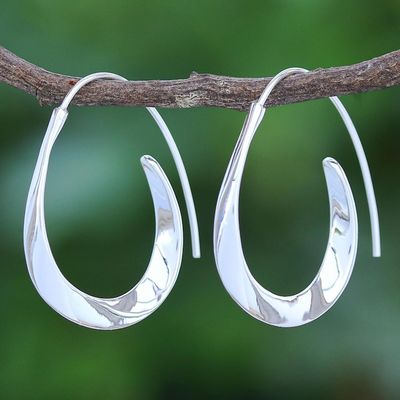 Alternate image for Hand Made Thai Sterling Silver Drop Earrings Curves Ahead