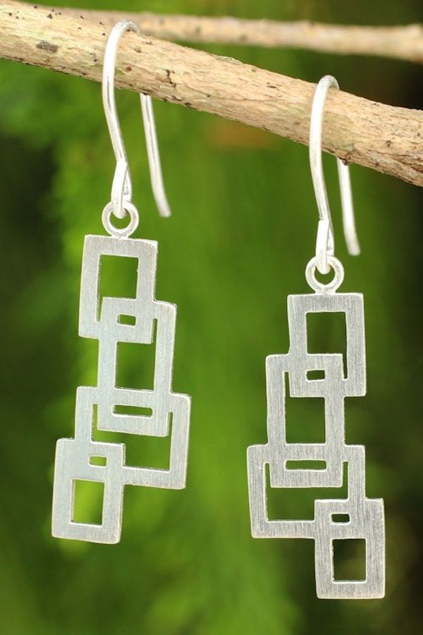 Alternate image for Artisan Crafted Silver Earrings Open Windows