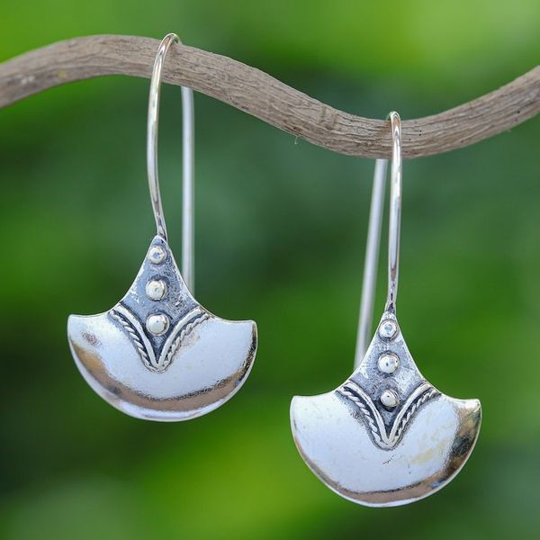 Alternate image for Unique Sterling Silver Drop Earrings Modern Romantic