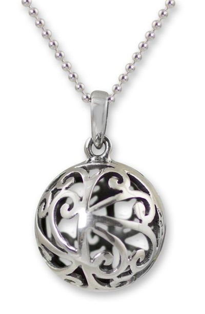 Alternate image for Unique Modern Sterling Silver Pendant Necklace Rain Forest Disco