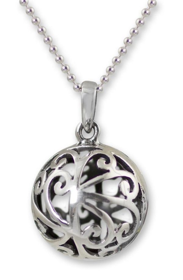 Alternate image for Unique Modern Sterling Silver Pendant Necklace Rain Forest Disco