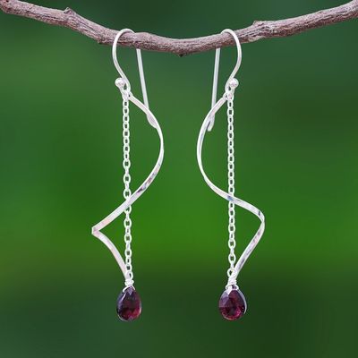 Alternate image for Garnet and Sterling Silver Dangle Earrings Solar Spin