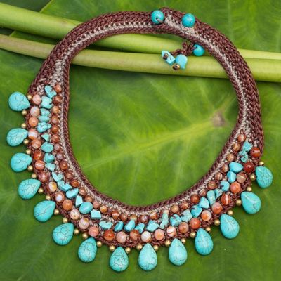 Alternate image for Carnelian Crocheted Choker Dawn Seas