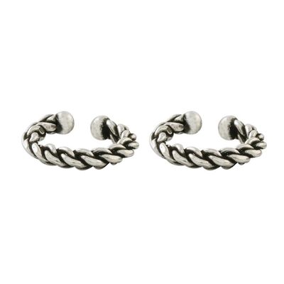 Alternate image for Rope Motif Sterling Silver Ear Cuffs from Thailand Stylish Rope