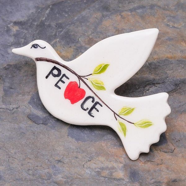 Alternate image for Dove of Peace Brooch Handmade from Ceramic Doves Message
