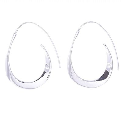Alternate image for Hand Made Thai Sterling Silver Drop Earrings Curves Ahead