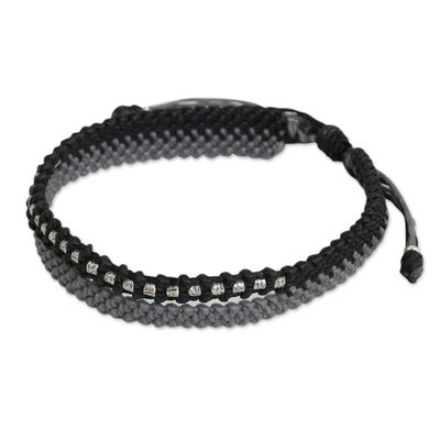 Alternate image for Artisan Crafted Black and Gray Cord Bracelet with Silver Amity in Black and Gray