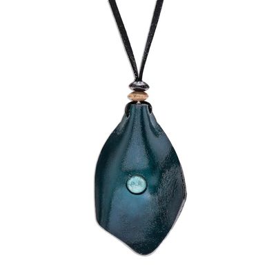 Alternate image for Mens Howlite and Leather Pendant Necklace in Blue Thai Cowboy in Blue