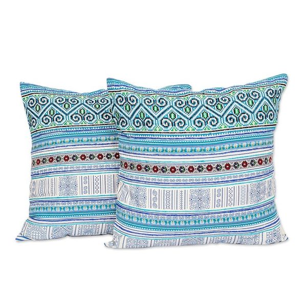 Alternate image for Hmong Cotton Blend Cushion Covers from Thailand Hmong Nature