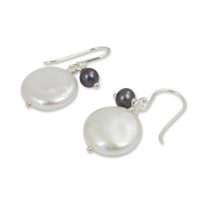 Alternate image for Thai White and Gray Cultured Pearl Dangle Earrings Pearly Moons