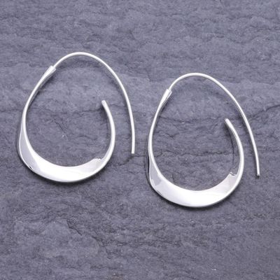 Alternate image for Hand Made Thai Sterling Silver Drop Earrings Curves Ahead