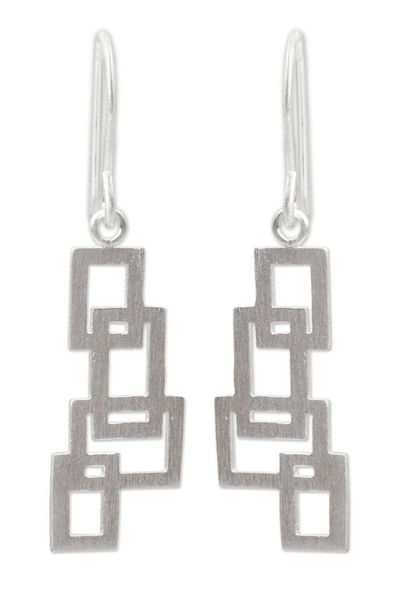 Alternate image for Artisan Crafted Silver Earrings Open Windows