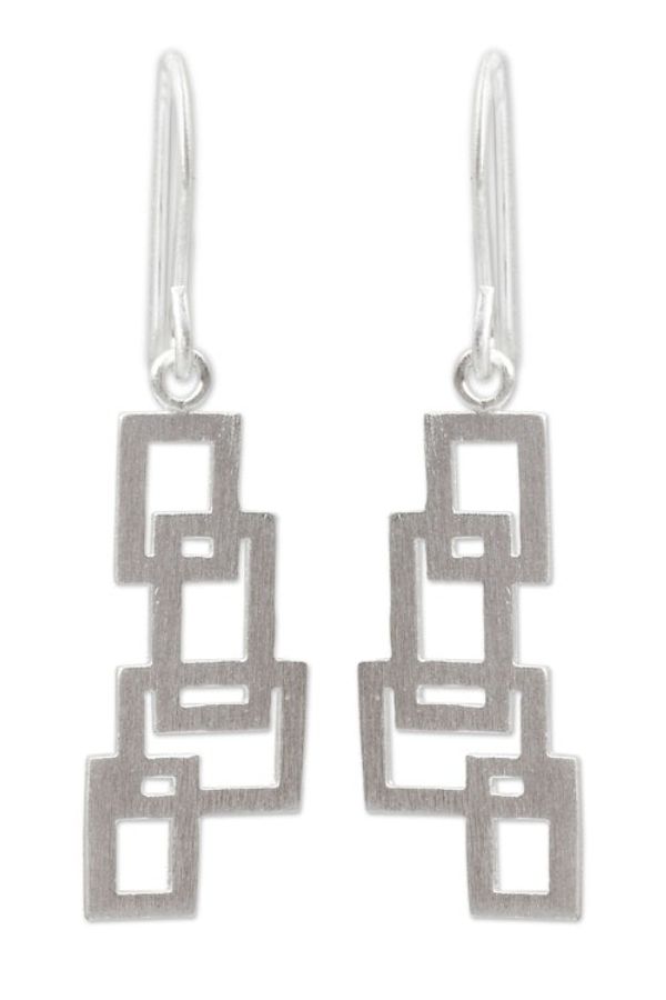 Alternate image for Artisan Crafted Silver Earrings Open Windows