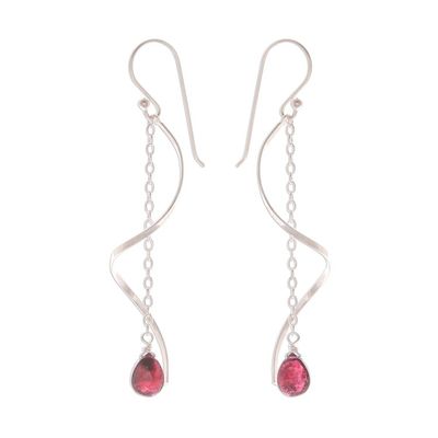 Alternate image for Garnet and Sterling Silver Dangle Earrings Solar Spin