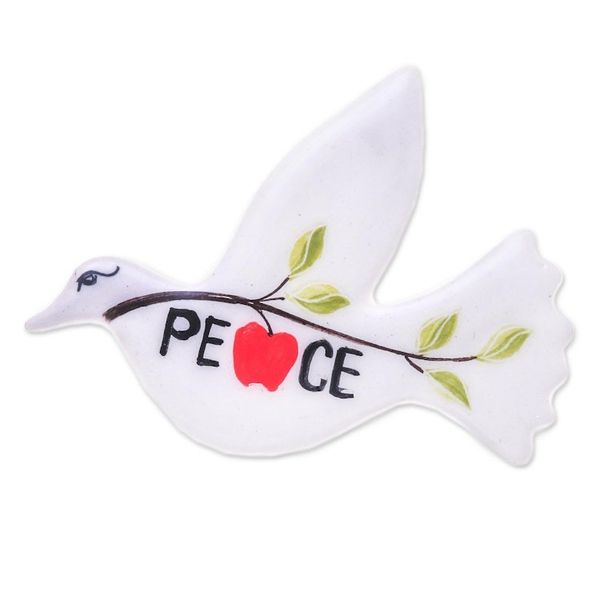Alternate image for Dove of Peace Brooch Handmade from Ceramic Doves Message