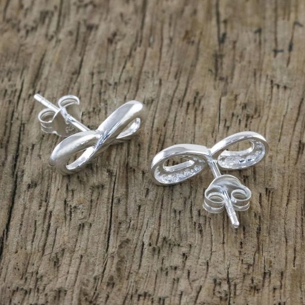 Alternate image for Infinity Symbol Sterling Silver Earrings from Thailand Shining Infinity