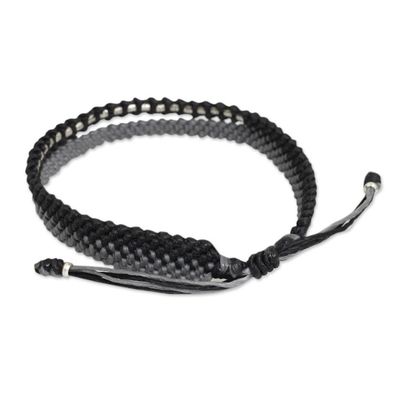 Alternate image for Artisan Crafted Black and Gray Cord Bracelet with Silver Amity in Black and Gray