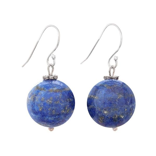 Alternate image for Round Lapis Lazuli Dangle Earrings from Thailand Round Charm