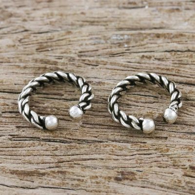 Alternate image for Rope Motif Sterling Silver Ear Cuffs from Thailand Stylish Rope