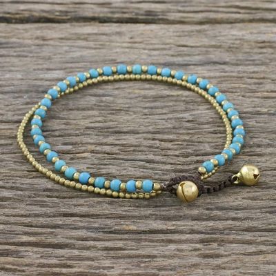 Alternate image for Brass and Calcite Beaded Anklet from Thailand Ringing Beauty