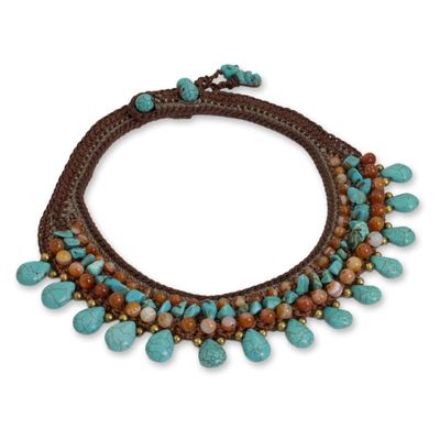 Alternate image for Carnelian Crocheted Choker Dawn Seas