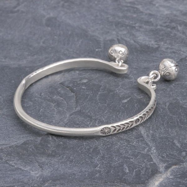Alternate image for Sterling Silver Cuff Bracelet with Karen Hill Tribe Bells Forest Song