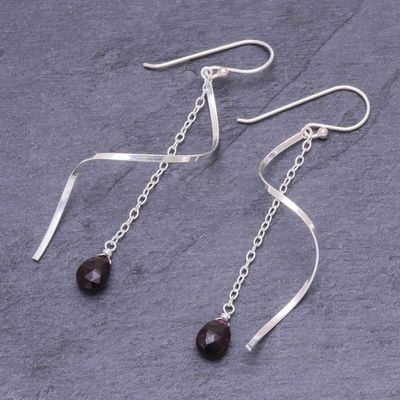 Alternate image for Garnet and Sterling Silver Dangle Earrings Solar Spin