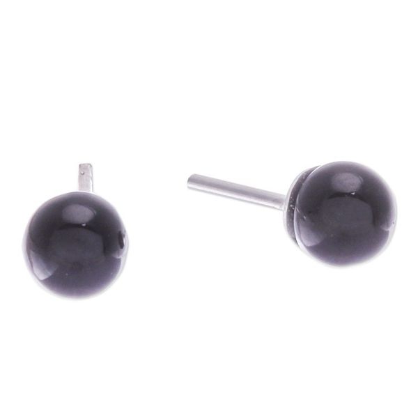 Alternate image for Onyx Stud Earrings with Sterling Silver Posts Mystery Dimension