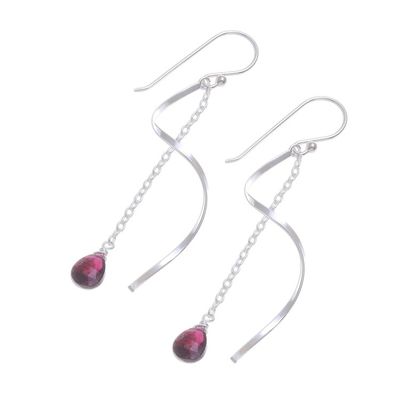 Alternate image for Garnet and Sterling Silver Dangle Earrings Solar Spin