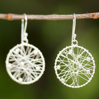 Alternate image for Sterling Silver Round Dangle Earrings from Thailand Good Dream