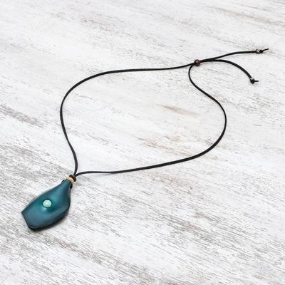 Alternate image for Mens Howlite and Leather Pendant Necklace in Blue Thai Cowboy in Blue