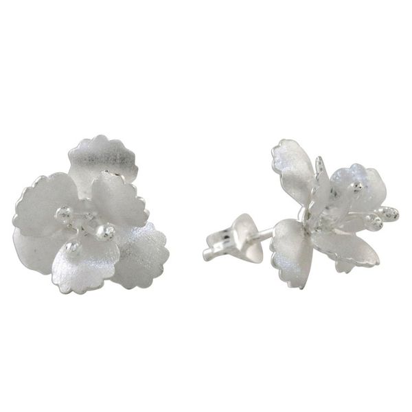 Alternate image for Floral Sterling Silver Button Earrings from Thailand Petite Blossoms