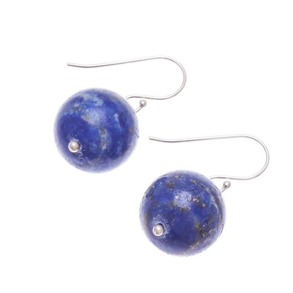 Alternate image for Round Lapis Lazuli Dangle Earrings from Thailand Round Charm
