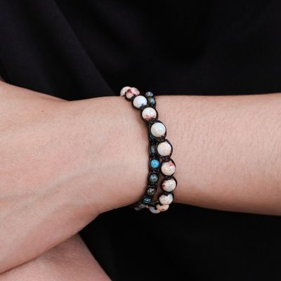 Alternate image for Handmade Unisex Beaded Macrame Wrap Bracelet from Thailand Oceanic Wanderer