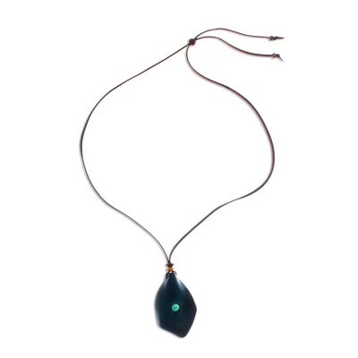 Alternate image for Mens Howlite and Leather Pendant Necklace in Blue Thai Cowboy in Blue