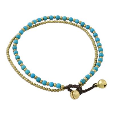 Alternate image for Brass and Calcite Beaded Anklet from Thailand Ringing Beauty