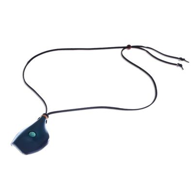 Alternate image for Mens Howlite and Leather Pendant Necklace in Blue Thai Cowboy in Blue