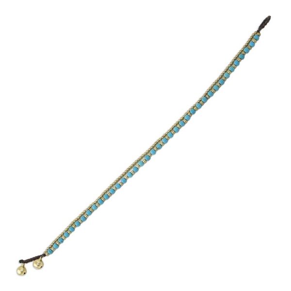 Alternate image for Brass and Calcite Beaded Anklet from Thailand Ringing Beauty