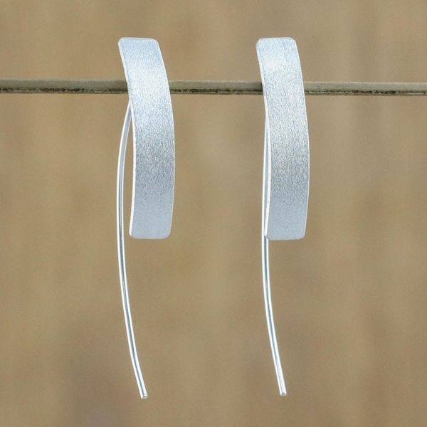 Alternate image for Sterling Silver Rectangular Drop Earrings from Thailand Modern Flair