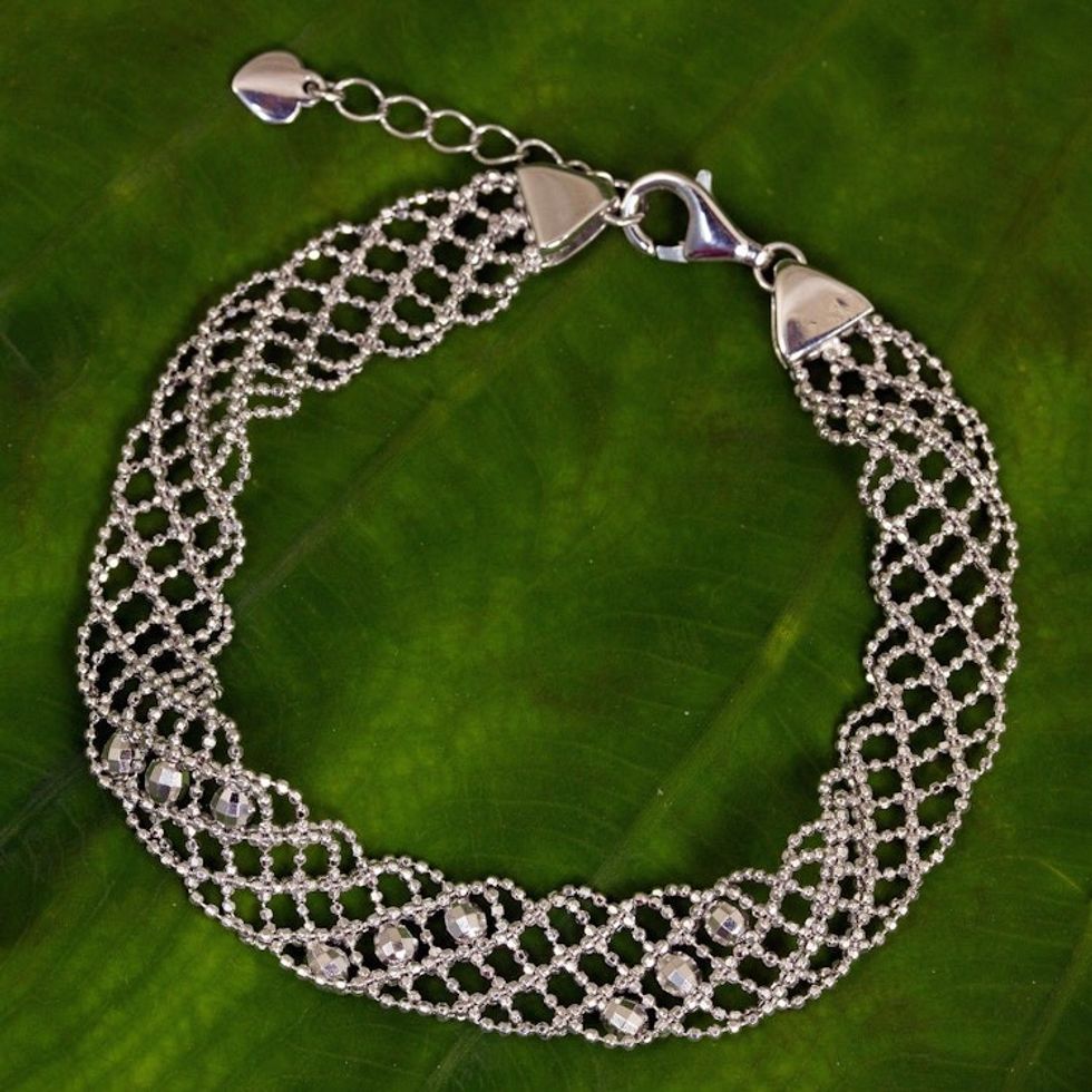 Sterling Silver Five-Strand Braid Bracelet 'Braided Lace'