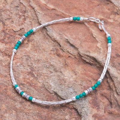 Alternate image for Hand Crafted Sterling Silver Beaded Bracelet Spiral Jetty in Blue-Green
