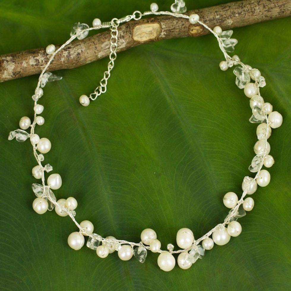 Thai Pearl Necklace 'River of Snow'